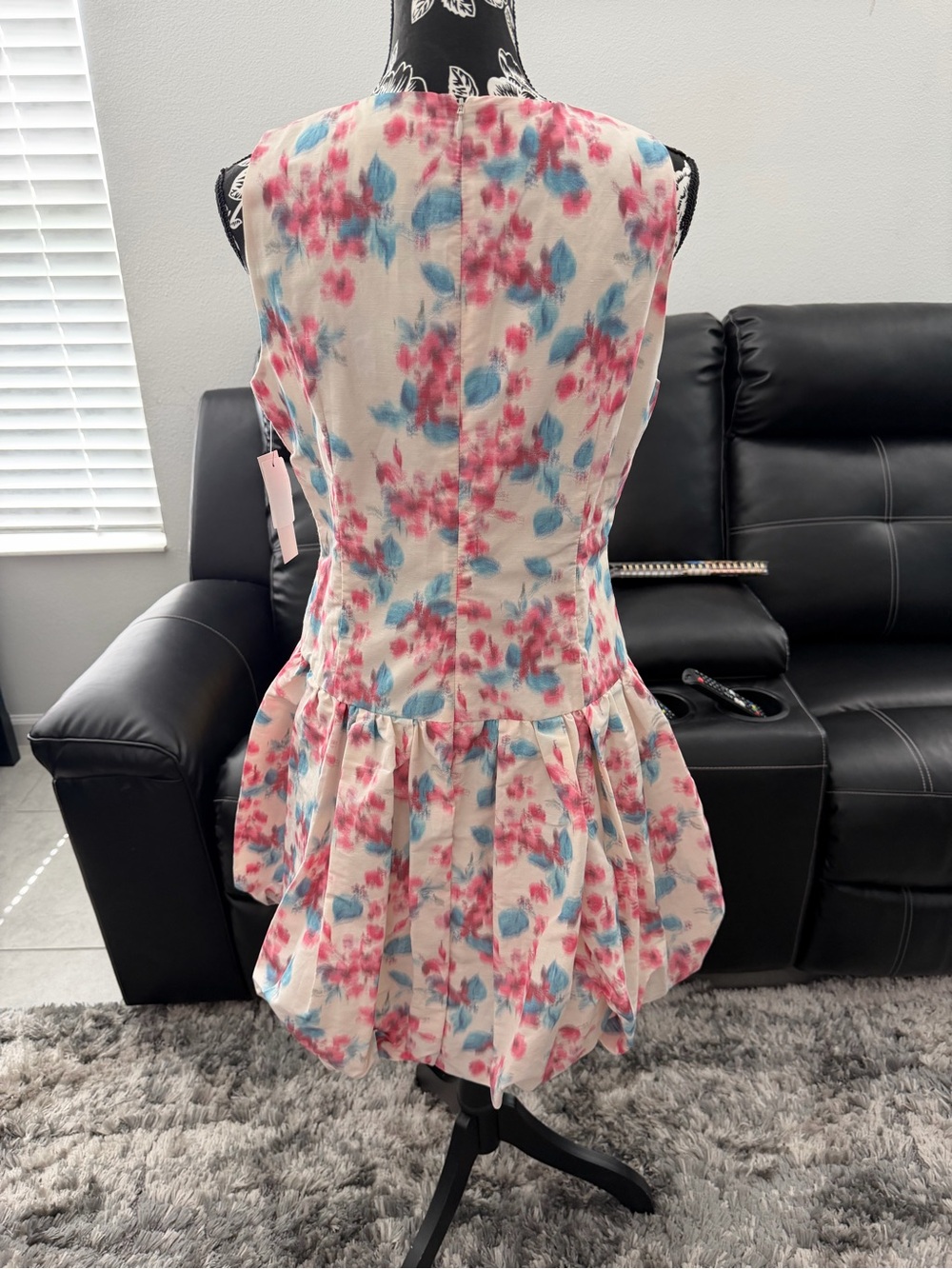 Shoshanna Cream Dress with Blush & Lapis Floral Print - Picture 5 of 5